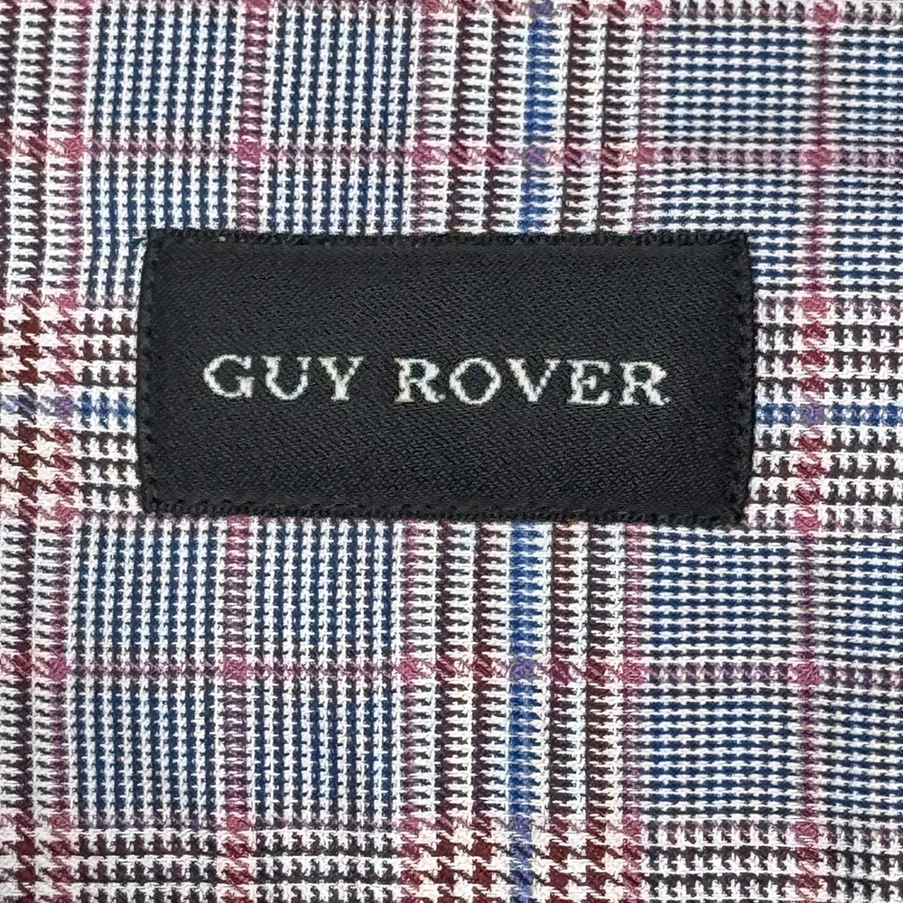 Guy Rover Button Down Shirt Mens XL Blue Red Glen Plaid Made in Italy‎ Cotton
